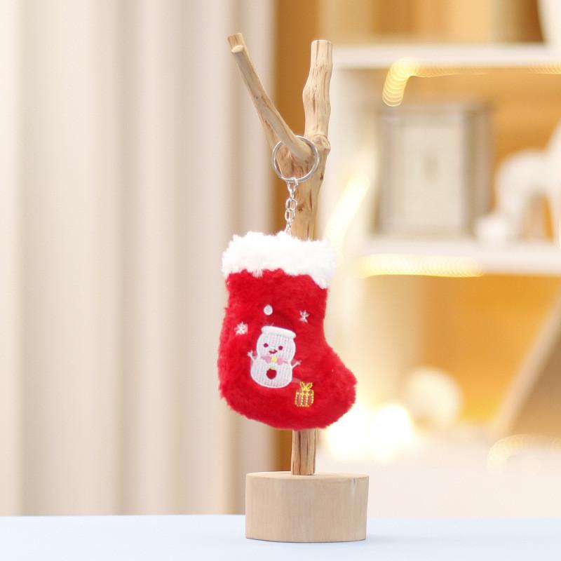 Santa Christmas Tree Hat Plush Keychain Toy Cartoon Decorations Doll Pendant