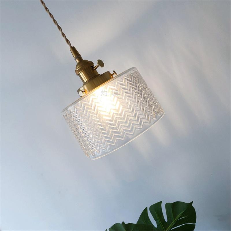 Vintage Ripples Glass Pendant Lamp Bedroom Dining Room Kitchen Retro Pendant Light Indoor Decor Hanging Light Ceiling Chandelier