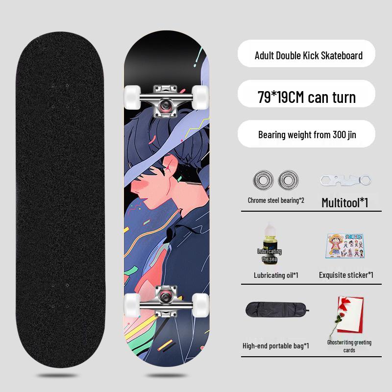 Beginner Entry-Level Double Rocker Skateboard for Street Cruising - Professional Short Board for Boys, Girls, and Adults