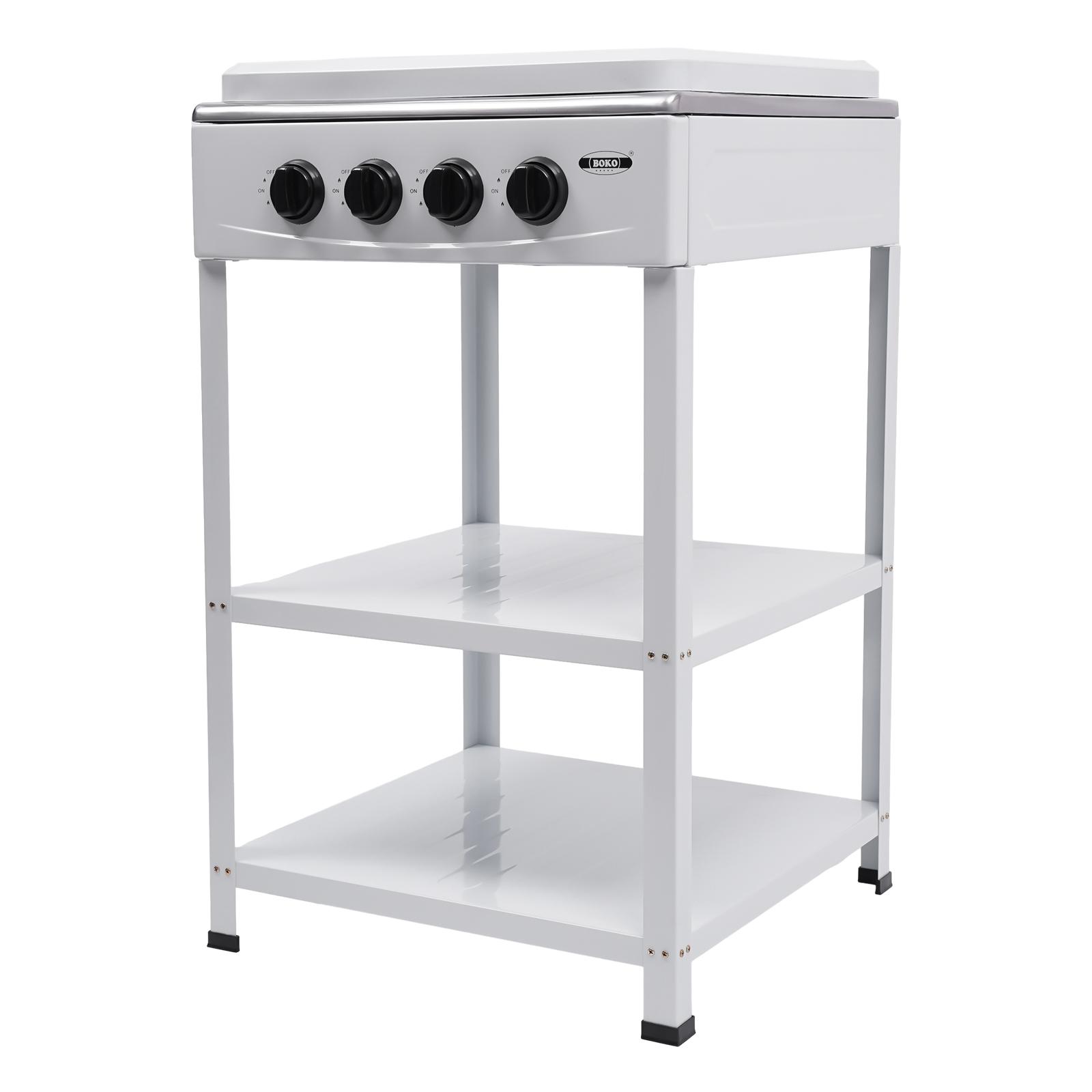 

Коммерческая кухонная подставка для ресторана 4 конфорки набор газовой плиты для приготовления пищи с крышкой отверстия для отвода тепла для кемпинга, рыбалки, автодома белый
