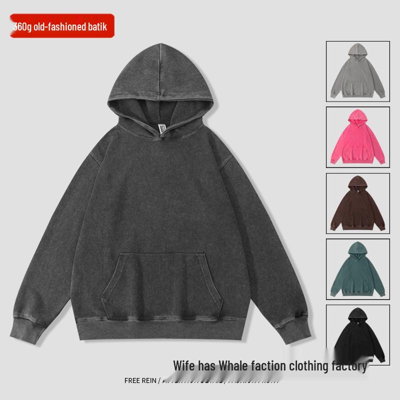 Unisex Tie-Dye Distressed Air Cotton Hoodie: Cross-Border Autumn/Winter Style with Drop Shoulder Sleeves, 360g
