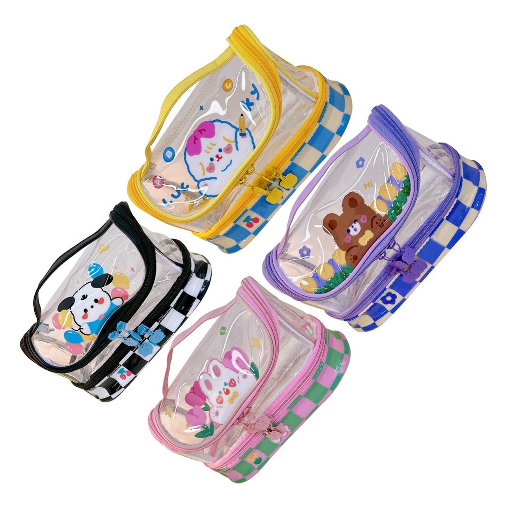 Pencil Bag Cartoon Style Large Capacity Plastic  Clear PVC Portable Large Pencil Case for Stud