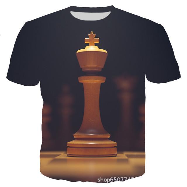 T-shirt décontracté à manches courtes pour adulte et enfant, impression numérique 3D Échecs, nouveau T-shirt pour adulte et enfant transfrontalier, fourniture dessin animé