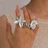 Übertriebene Metall Große Seestern Blume Ringe für Damen Vintage Gothic Goldfarbe Geometrisch Verstellbarer Fingerring Zirkon