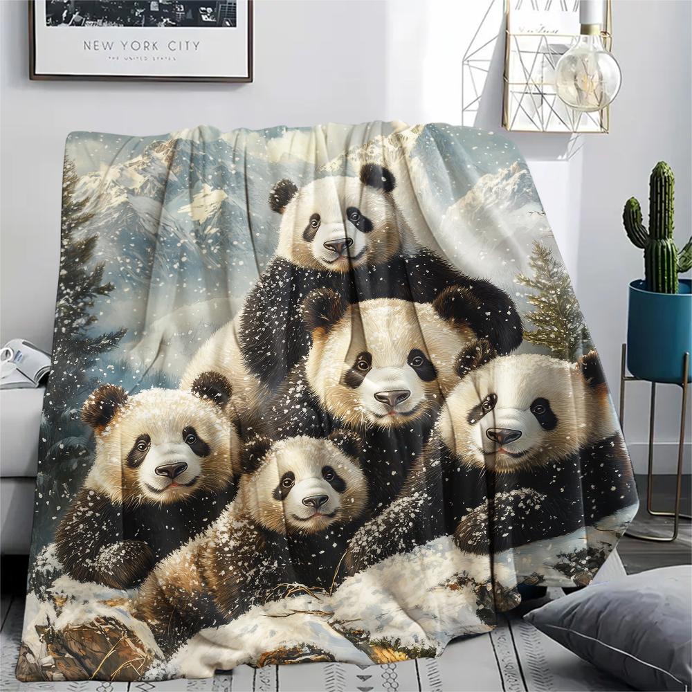 Panda Pattern Flannel Blanket, High Quality Comfortable for All Seasons, Home Decor, Warmth and Comfort, Perfect for Gifts.