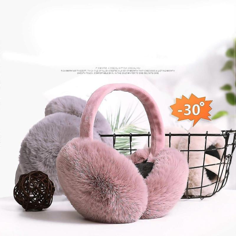 Winter Ear Muffs Faux Fur Warm Earmuffs Cute Foldable Outdoor Ear Warmers For Women Girls pink