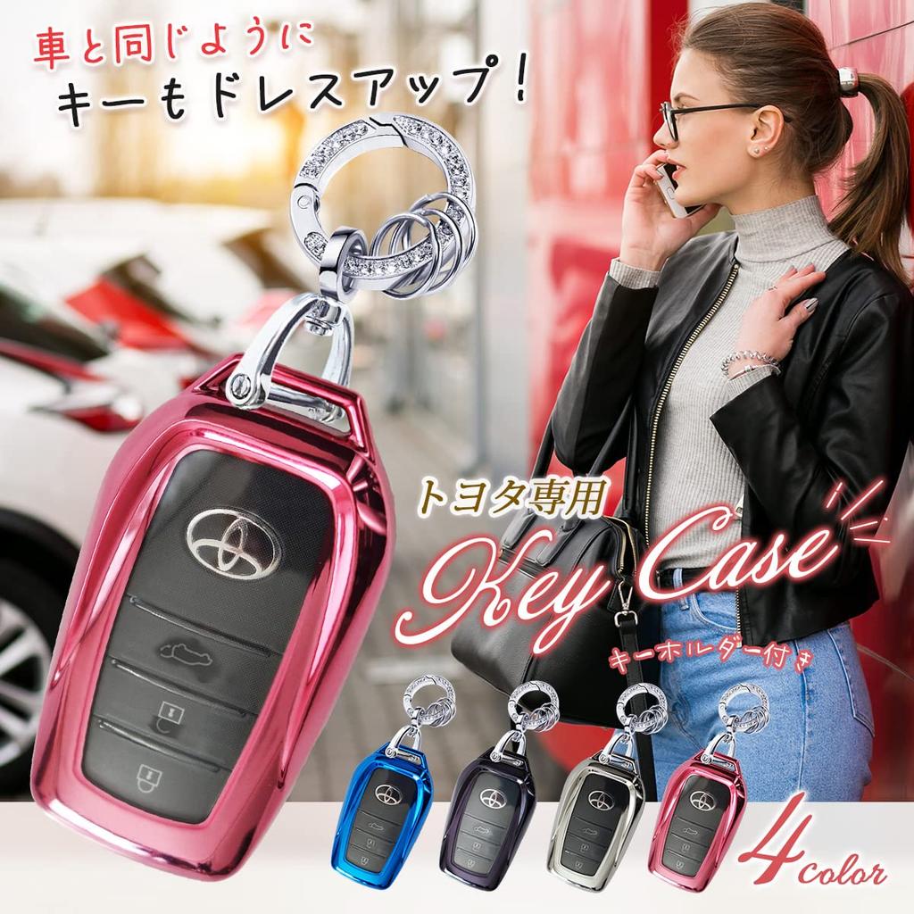 Smart Key TPU Compatible with Toyota Custom Parts for Women [MKMC] Case, Material, Prius, Alphard, Vellfire, Crown, Harrier, (Crystal Blue)