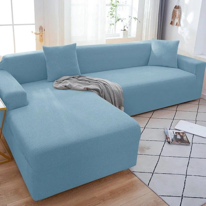 Solid Color Sofa Cover 1/2/3/4 Seater Sofa Cover for Living Room Elastic Spandex L Shaped Corner Sofa Cover Couch Cover for Sofa