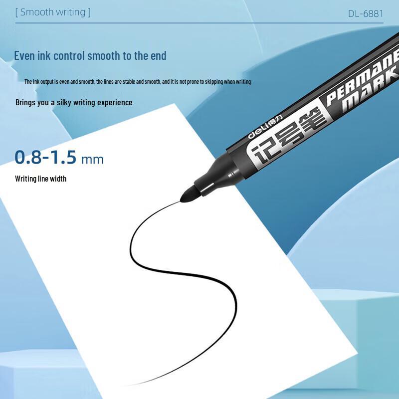 Deli 6881 Black Thick-Tip Logistics Marker Pen
