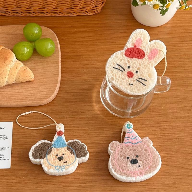 Dishwashing Sponge Scouring Pad Wood Pulp Cotton Tool Wipe Cloth Washing Compressed Wood Pulp Cleaning Cloth Sponge Kitchen