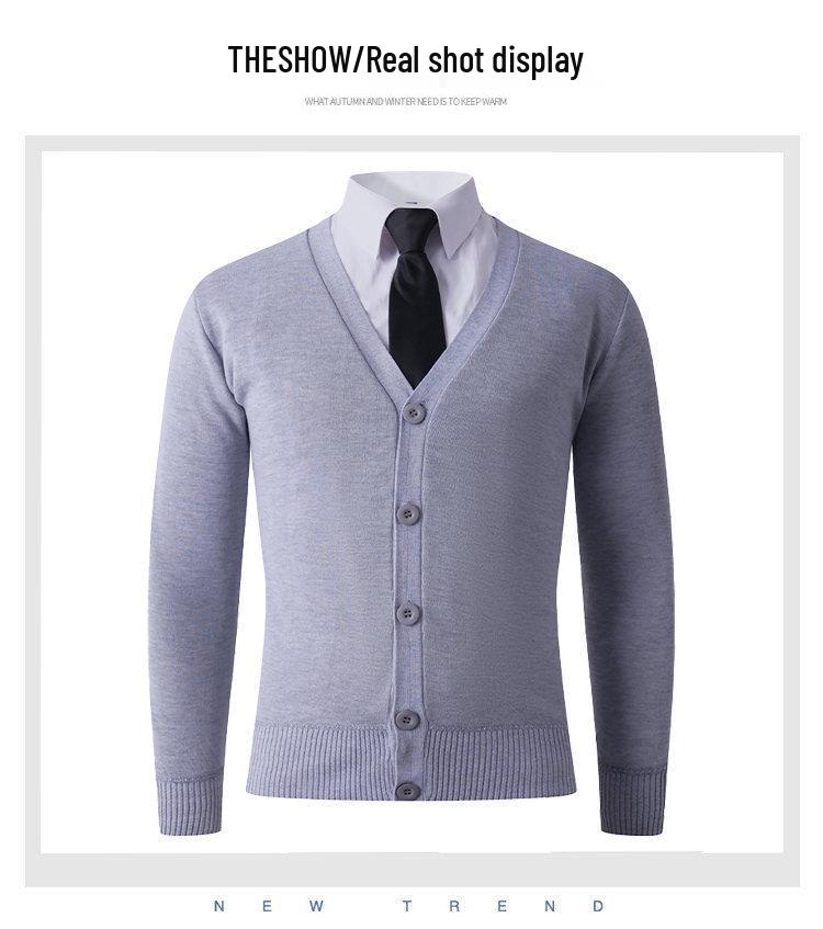 2025 Men's Winter V-neck Knit Cardigan: Casual, Warm, Thickened Base Layer