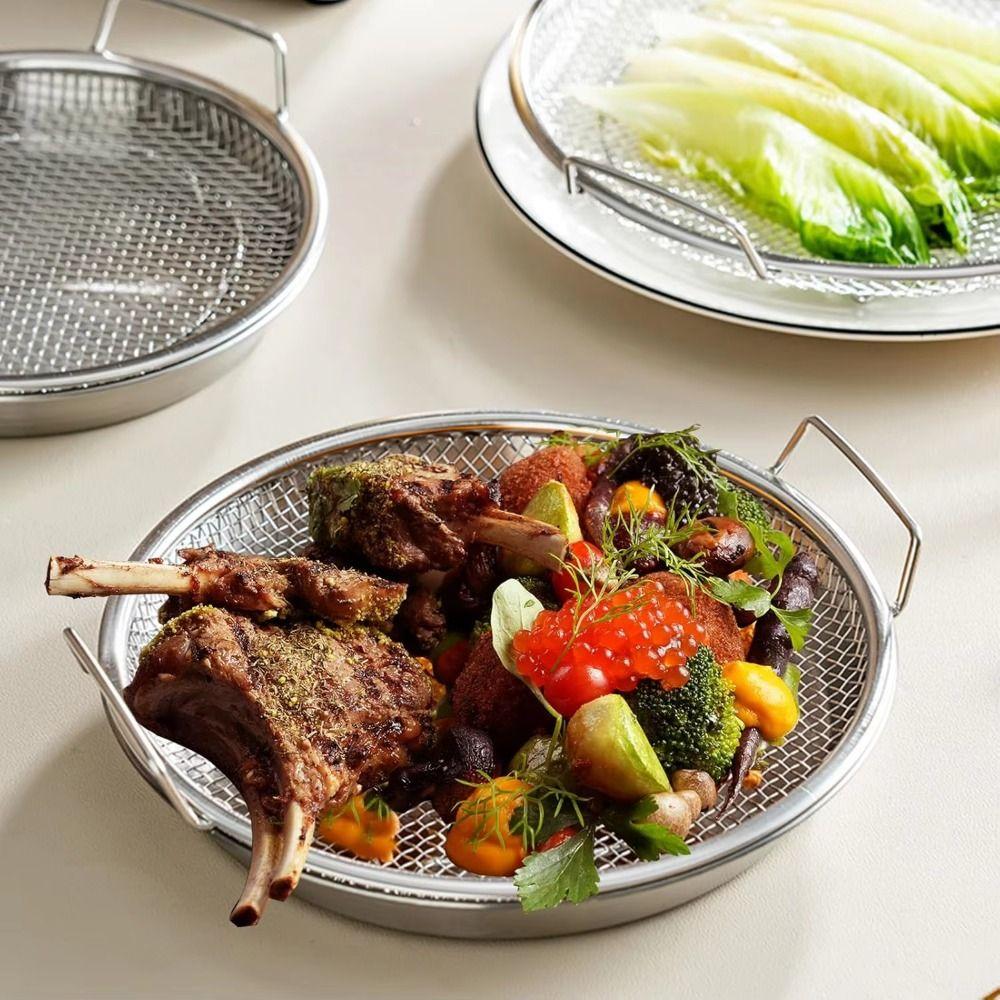 Stainless Steel Mesh Drain Basket Round Fried Food Draining Rack Cooking Oil Strainer  Kitchen Use