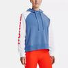 Under Armour Logo Pattern Color Block Loose Fleece American Hoodie Women hoodies Blue 1365861-488