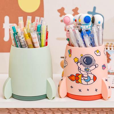 Creative Rocket Pen Holder Large Capacity Kids Desk Organizer Multi-Functional Storage Box for Pens And