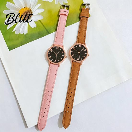 Alloy Case Watches Women Faux Leather Strap Watch Round Dial Quartz Casual Formal Wristwatch Ladies Wristwatch Gifts for Her