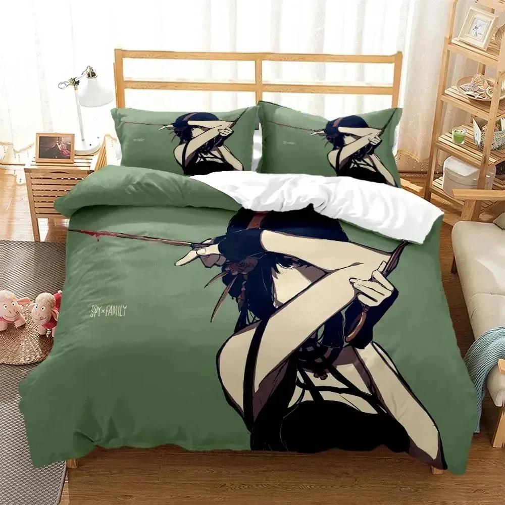 Anime Spy × Family Anya Bedding Set Boys Girls Twin Queen Size Duvet Cover Pillowcase Bed Kids Adult Fashion Home Textileextile