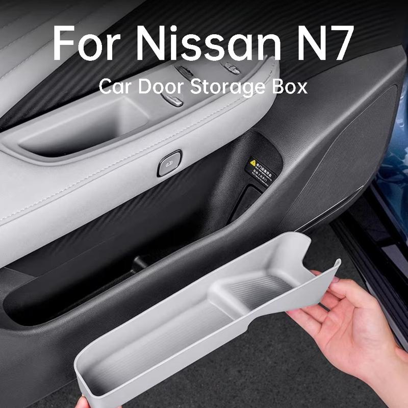 For Nissan N7 Primera Car Door Lower Storage Box TPE Door Groove Waterproof Mat Side Door Organizer Interior Accessories Gray 4pcs