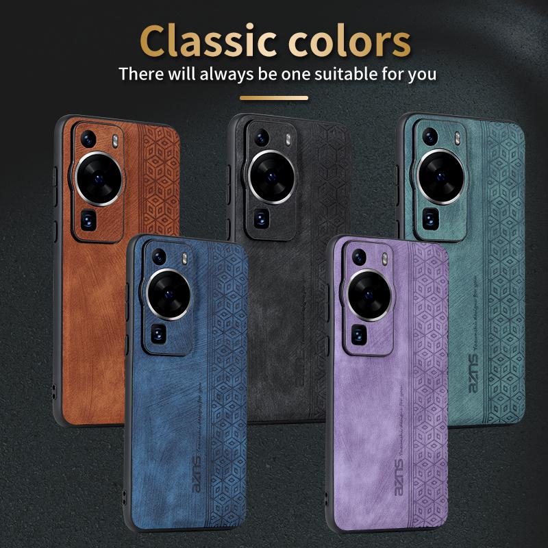 AZNS Back Shell for Huawei P60/P60 Pro Imprinted PU Leather Coated TPU Cover Phone Case