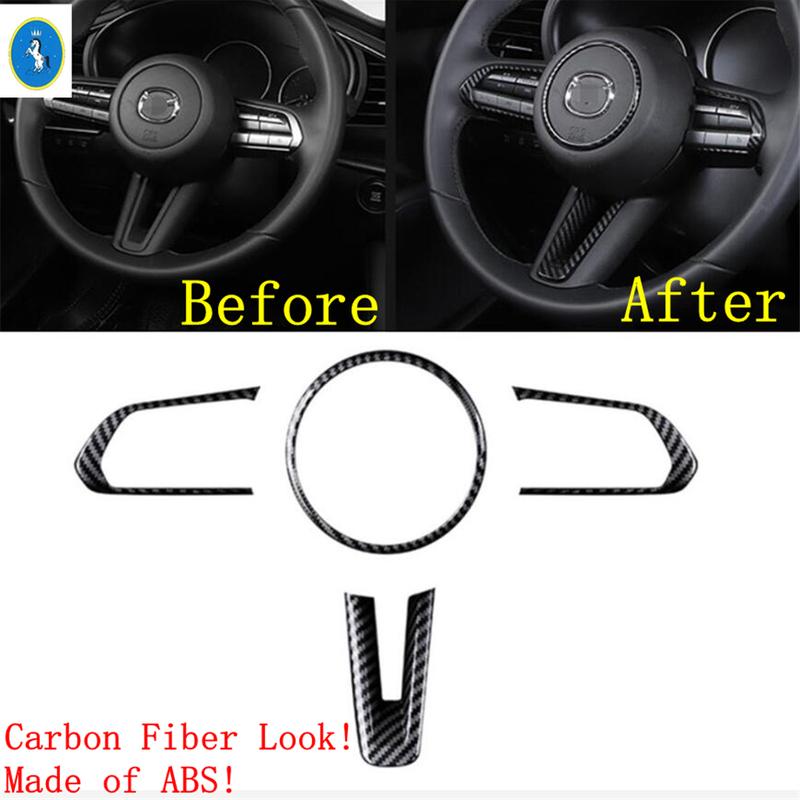 Car Steering Wheel Gear Shift Button Frame Cover Trim Fit For Mazda CX-50   2024 Red / Carbon Fiber Interior Accessories