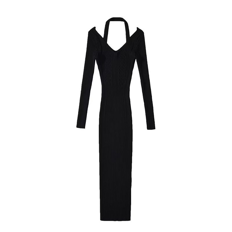 

Sneaky Design Pure Desire to Show Figure Dress 4 Colors Halterneck Black All yards