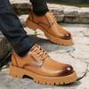 Mens Business Big Head Leather Shoes Men British Dress Breathable Casual Platform Groom Platform Leather Shoes Zapatillas Hombre