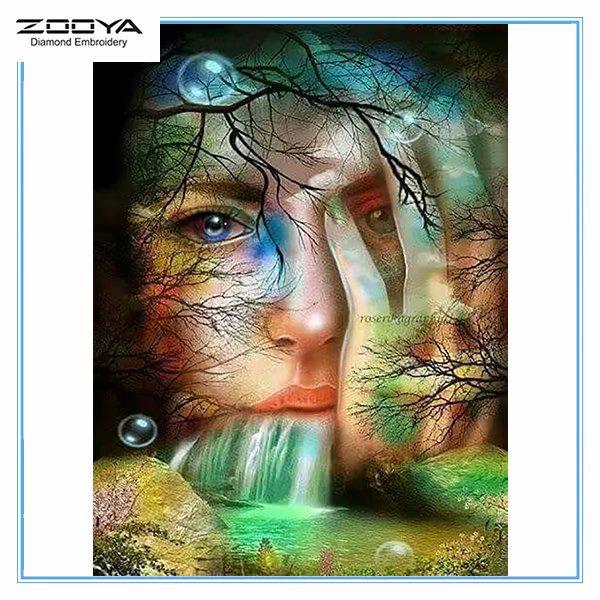 

ZOOYA DIY 3D Алмазная вышивка Крестиком Главная Декор Девушка Дерево Падает