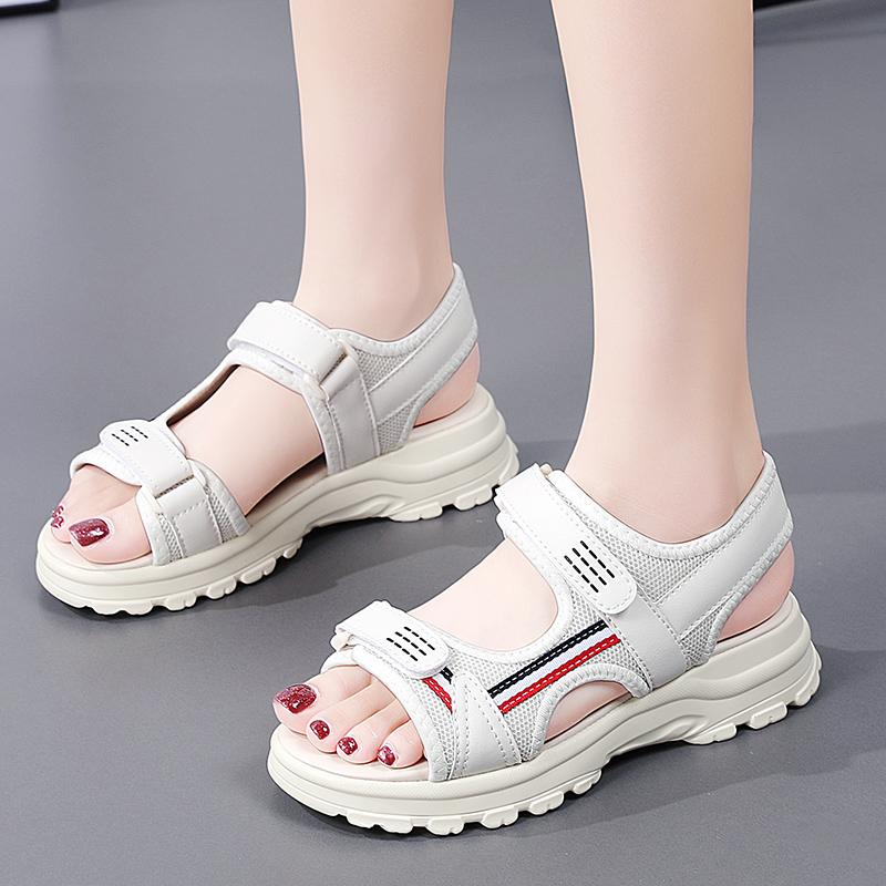 

Женские летние римские сандалии на платформе, уличные, черные, с открытым носком, повседневные, для девушек, спортивные сандалии, большие размеры 42 бежевый