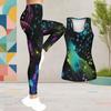 Womens Plus Size Two Piece Set Scoop Neck Sleeveless Printed Longline Tank Top And Fitted Pants