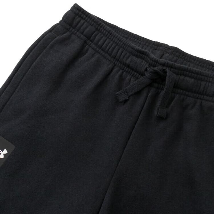 Under Armour Kids  Knit Sports Pants Solid Color Logo Print Drawstring Cuff Kids bottoms Black 1357628-001