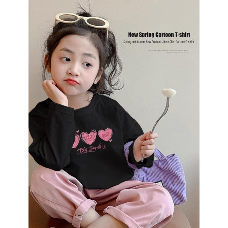 Girls' Pure Cotton Long-Sleeve T-Shirt - Korean Style Autumn Fashion, Stylish and Versatile Loose Fit Top for Kids
