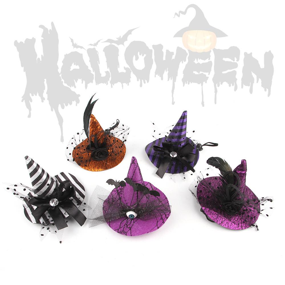 Halloween Pet Witch Hat Decoration Cat Halloween Ball Dress Up Witch Hat Pet Photo Lace Pointed Hat