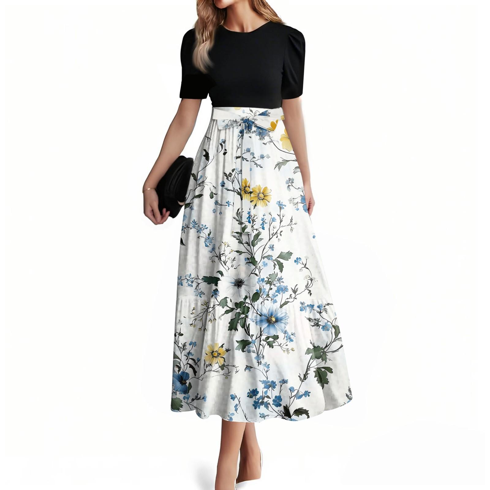 

Женское модное повседневное платье с коротким рукавом и круглым вырезом, элегантное, темпераментное M