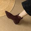 Women's Suede Retro Western Chunky Heel Ankle Boots - Soft Leather Pointed Toe Chelsea Style