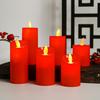 Flickering Flame Pillar Candles Red Battery Power LED Electronic Fake Candles Table Decoration Supplies For Home Party