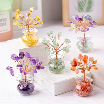 Mini Tree Crystal Stone Mini váza Auto Desktop Stolní Ornament Knihovnička Nádvoří Domácí dekorace