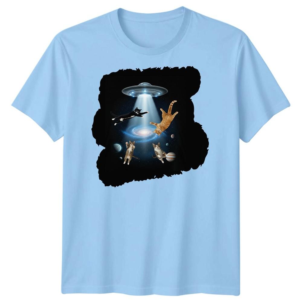 SciFi Alien Abduction Cats Ufo Unisexs TShirt Space Galaxy Graphic