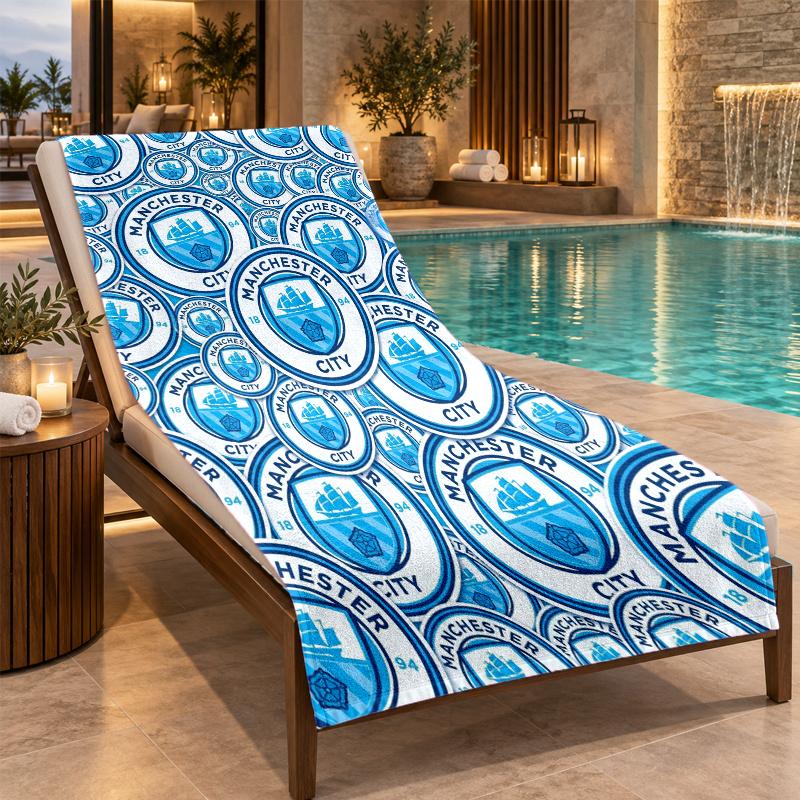 Beach Towel with Manchester City Design, Quick Dry Lightweight Towel for Swimming Pool Travel
