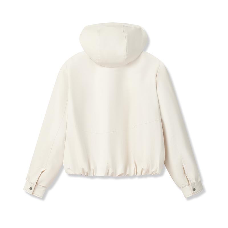 FILA White Minimalist Stylish Classic Casual Versatile Comfortable Waterproof Loose Short Hooded Cotton Jacket Women jackets F11W613904FIV