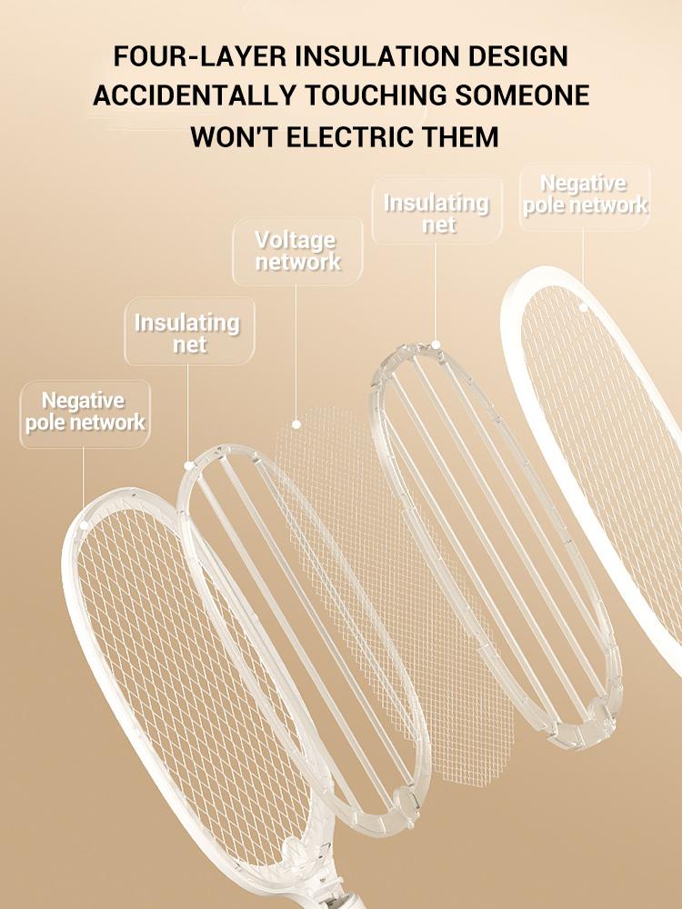 4000V Type-C Electric Fly Swatter Killer Insect Rechargeable Detachable Handheld Automatic Tapping Mode Indoor and Outdoor
