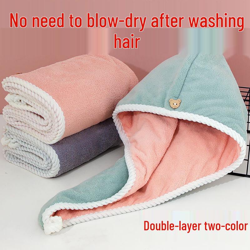 Colorblock Doppelschicht Schnelltrocknende Haarhaube - Superabsorbierendes Damenhandtuch für Bad & Haare.