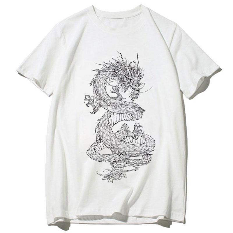 

Летняя мужская одежда с принтом дракона, блузка с круглым вырезом, хлопковые футболки, мужские футболки