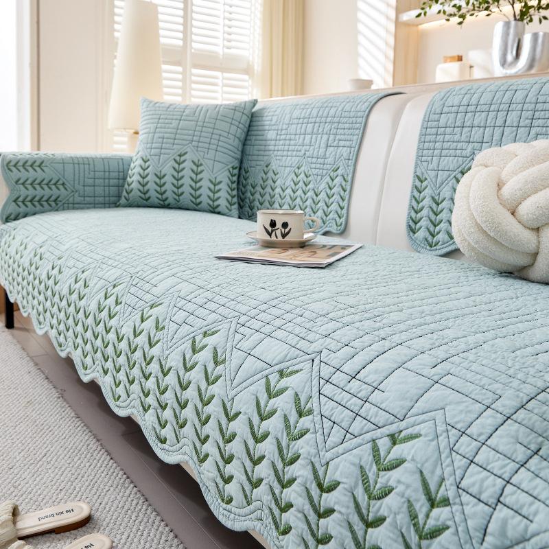 Universal Non-Slip In All Seasons, High-Grade Washed Cotton Sofa Cushion, Straight Row  New Sofa Cover