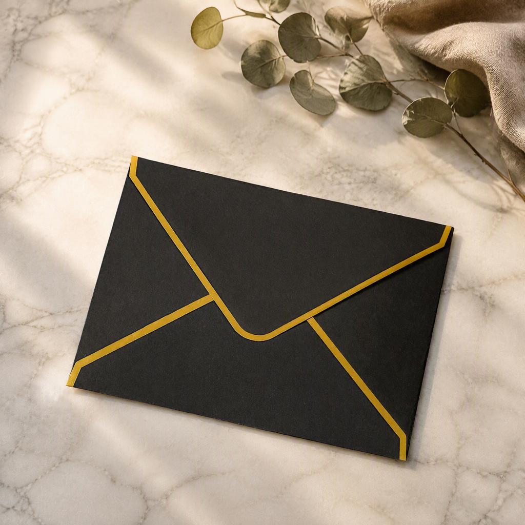 Stiff Double Offset Paper 5Pcs Western Style Envelopes with Gold Foil Trim, Invitation Edge Greeting Card Holders for Wedding, Cards, Business