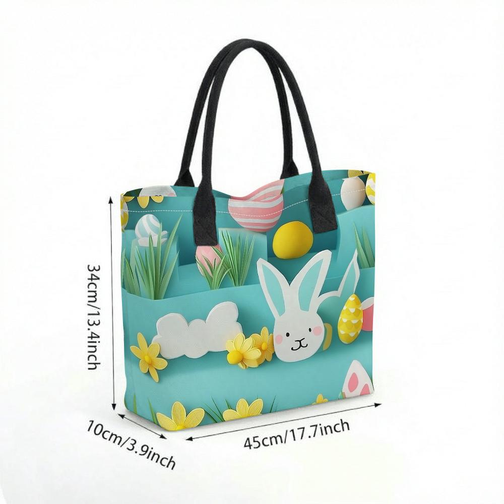 Cute Rabbit Pattern Tote Bag Casual Large Capacity Shopping Handbag Perfect for Daily Use