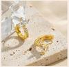 Gold Color Sparkling Crystal Zircon Hoop Earrings, CZ Flower Women's Cubic Zirconia Huggie Earrings Wedding Jewelry