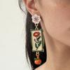 DIGADAGU Alloy Flower Embossed Square Dangle Earrings New Simple Elegant Earrings Women Party Zircon Accessories ZAA