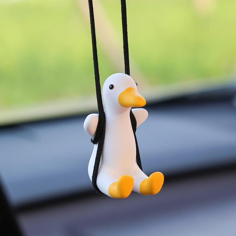 Creative Cute Duck Car Pendant: Rearview Mirror Hanging Ornament & Plaster Diffuser