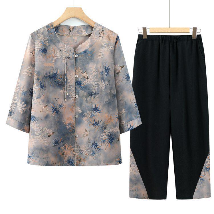 Spring/Summer Seven-Sleeve Cardigan for Middle-Aged Women XL (90-105 Jin)