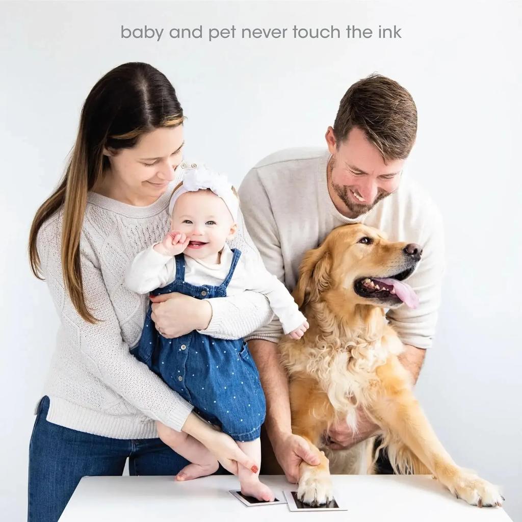 Paw Print Clean Touch Ink Pad with A Picture Frame, Dog or Cat Pet Owner Keepsake, DIY Inkless Nose Pawprint Impression Making