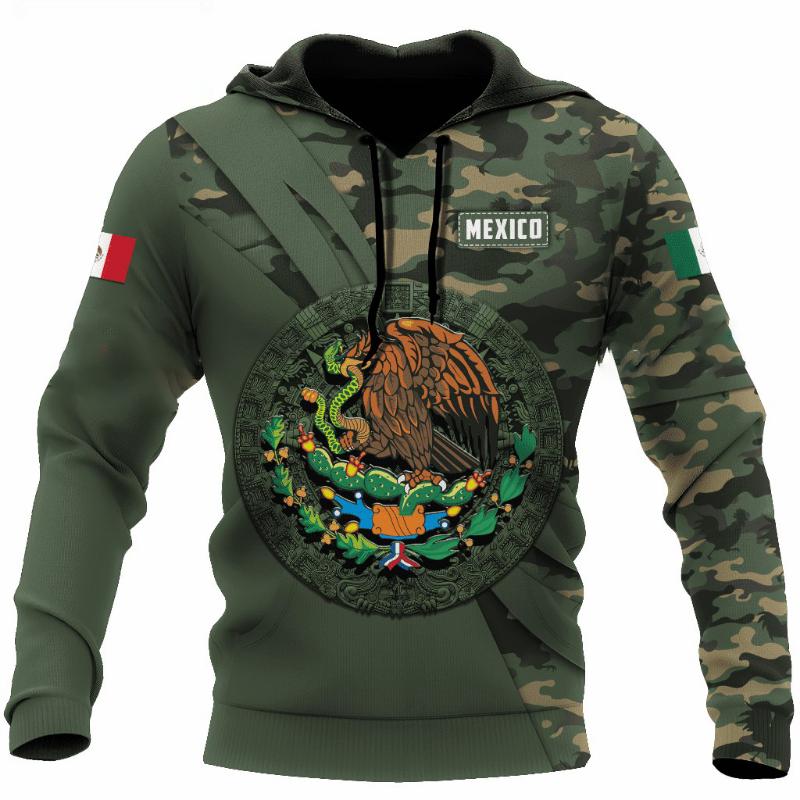 Mexikanische Hoodies Herren Hoodie 3D-Druck Mexiko Flagge Oberteile Herbst Langärmelig Streetwear Designer Kapuzenpullover Für Herren Kleidung